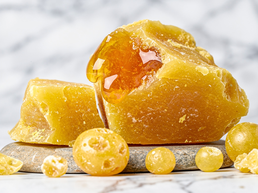 Nahaufnahme von gelbem Bienenwachs aus regionaler Imkerei
